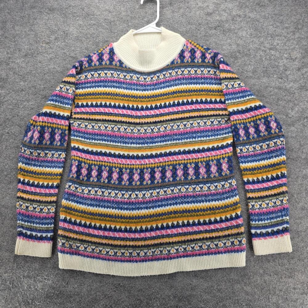 Talbots Sweater Womens Medium Multicolor Fair Isle Turtleneck Pullover Knit Cozy